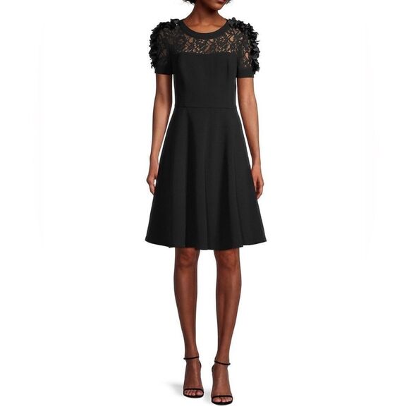 Shani Floral Applique Fit-&-Flare Crepe Dress size 12 - Picture 1 of 10